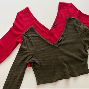 Womens XL Shein Long Sleeve Crop Tops, 2